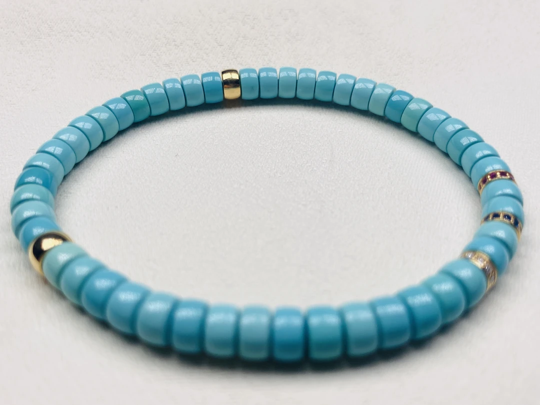 原矿绿松石高瓷直切手串