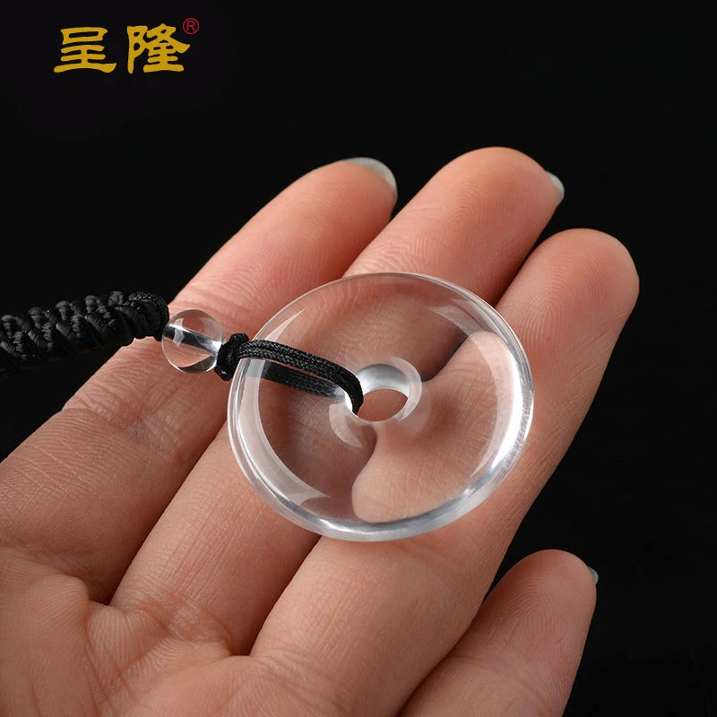 呈隆天然5A级白水晶平安扣吊坠冰种白水晶小挂件原石男女