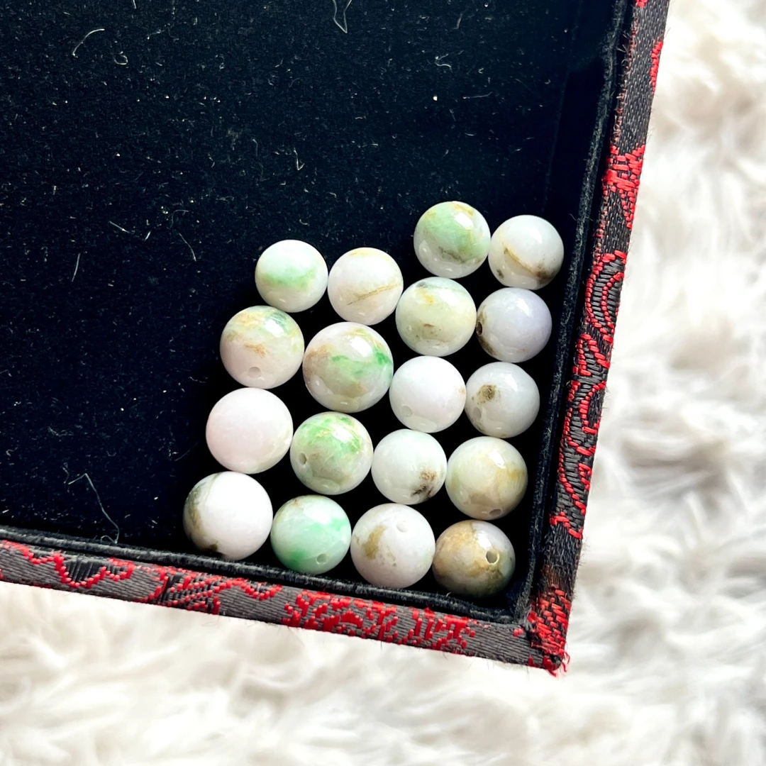 天然缅甸翡翠A货散珠18颗可穿线多功能百搭多样性