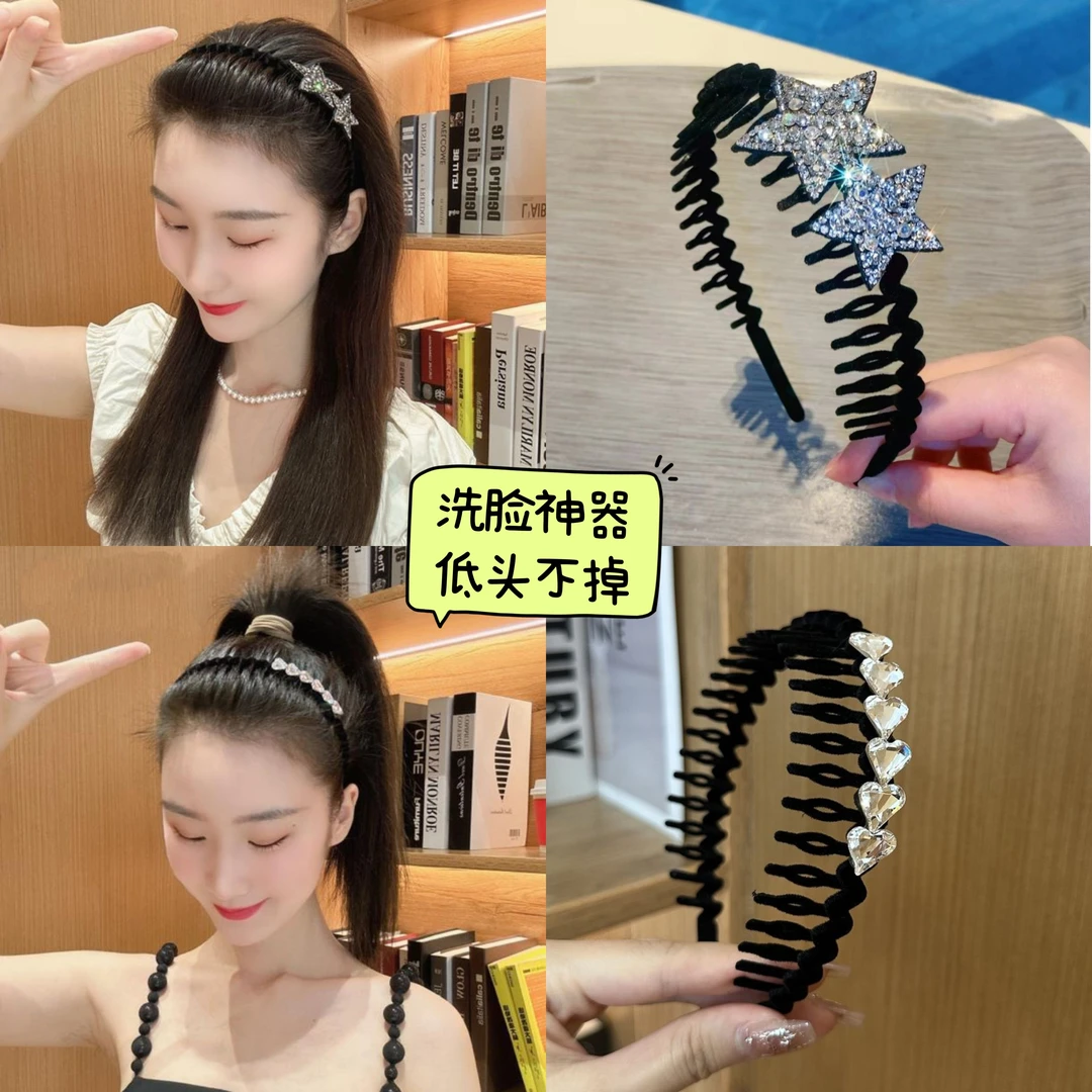 A85新款植绒发箍刘海碎发整理神器网红洗脸带齿防滑头箍发卡发饰