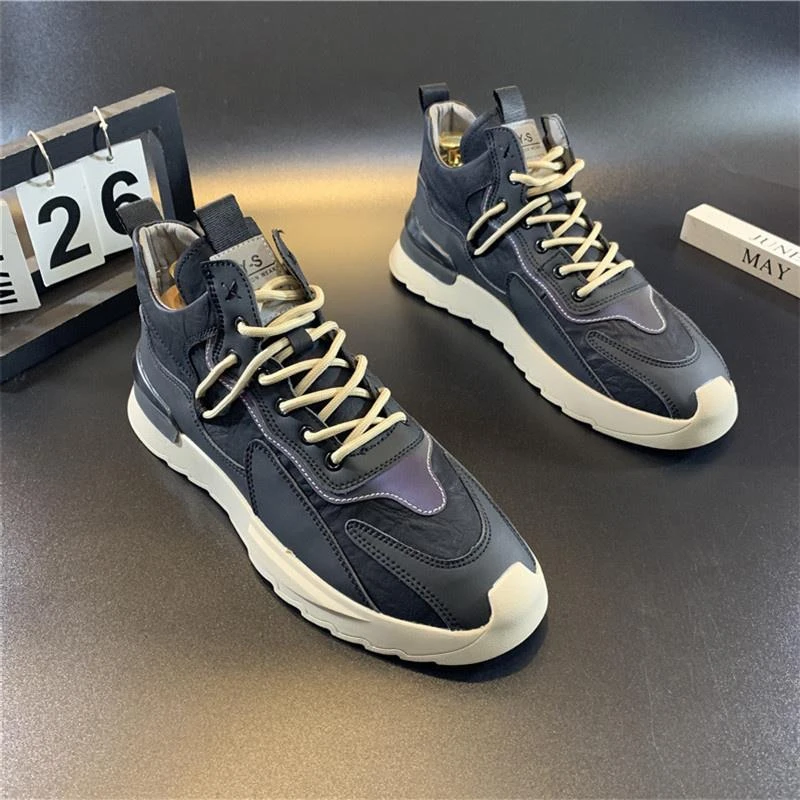 潮牌男鞋2025新款秋春季高筒厚底休闲板鞋男士韩版潮流运动阿甘鞋