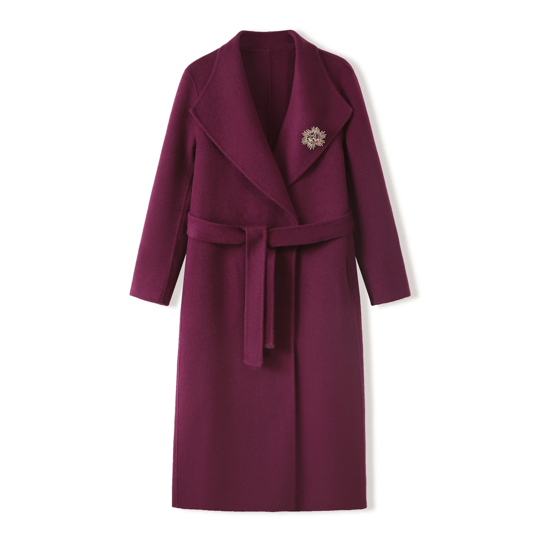 【GE MAN】24新款冬休闲束腰女士长款羊毛外套 QXX248-2108015