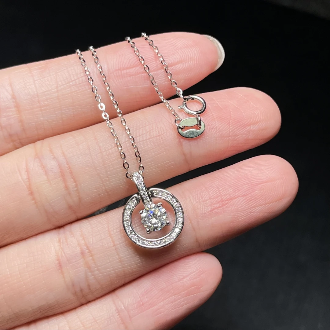 坠链均925银莫桑石 【麦子家族】S925银镶嵌莫桑钻吊坠时尚DSM004