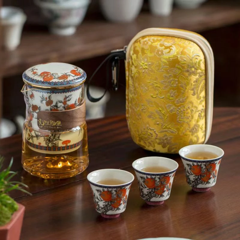 瓷理陶理复古功夫茶具家用快客杯旅行杯一壶三杯商务礼品家用送礼