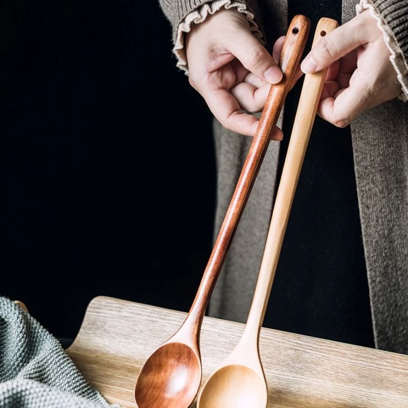 长柄木勺子搅拌料理木制加长烹饪勺木质韩式酱汤酱料勺子蜂蜜酵素