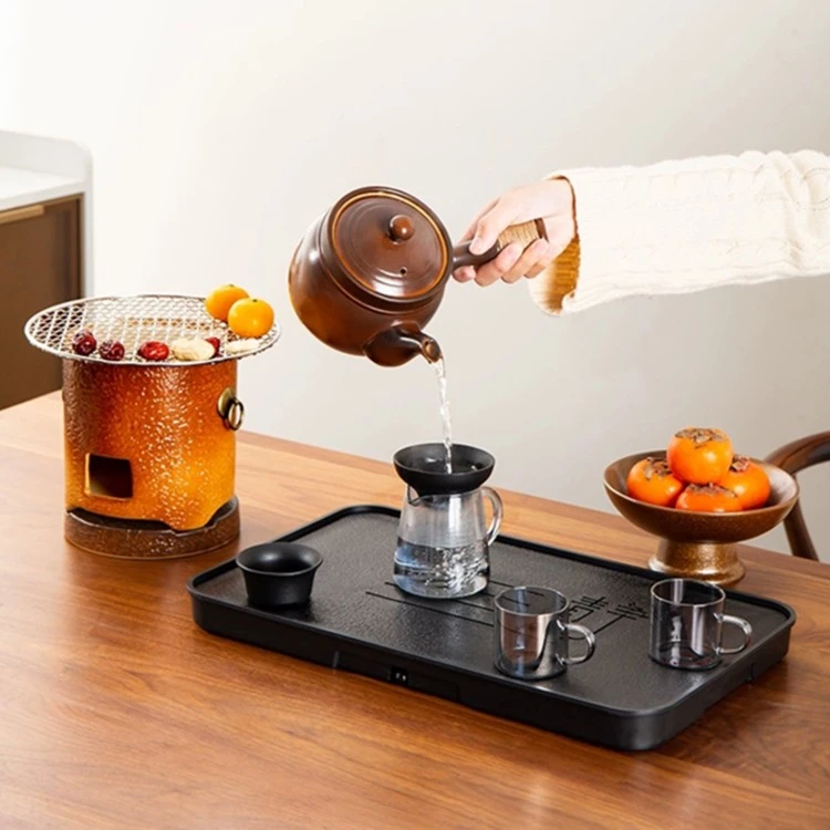 侧把壶陶泥罐罐茶壶耐高温可干烧围炉煮茶养生壶茶杯家用户外煮茶