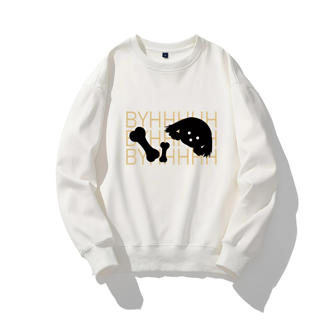 【BY】创意小狗圆领卫衣男女同款2024新款潮流春秋季外套印花情侣