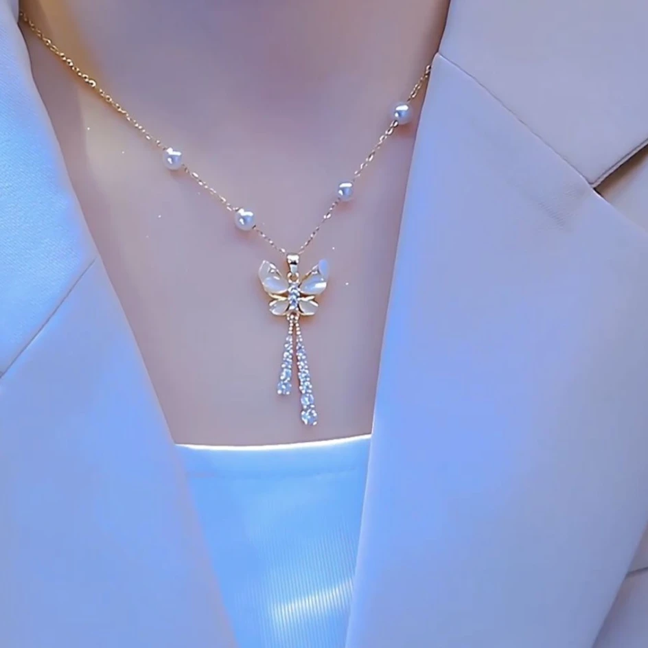 合金项链 蝴蝶项链女锁骨链法式气质高级设计感颈链新款潮轻奢