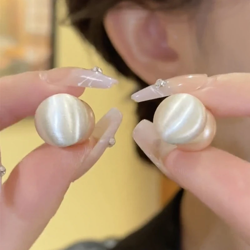 合金耳饰复古港风拉丝圆形豆豆珠珠耳钉女轻奢小众高级感耳环气质