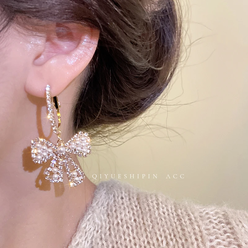 合金亚克力耳饰 蝴蝶结耳环新款耳钉气质名媛夸张耳饰女高级耳扣