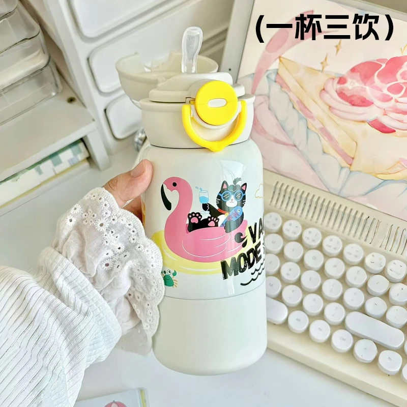 【粉丝】壶小白三用保温杯500毫升316保温杯编写公仔学生卡通杯