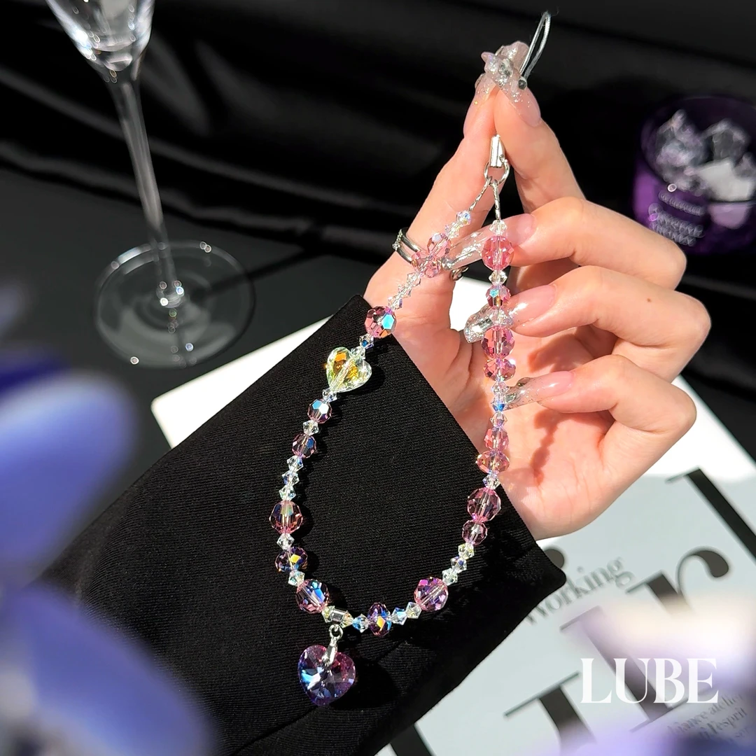 【琉光温婉粉】歪歪手工高奢重工手机链适用于安卓苹果手机壳