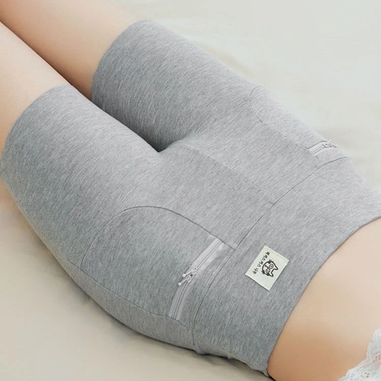 带口袋安全裤女防走光夏季外穿薄款高腰收腹拉链三分打底短裤女