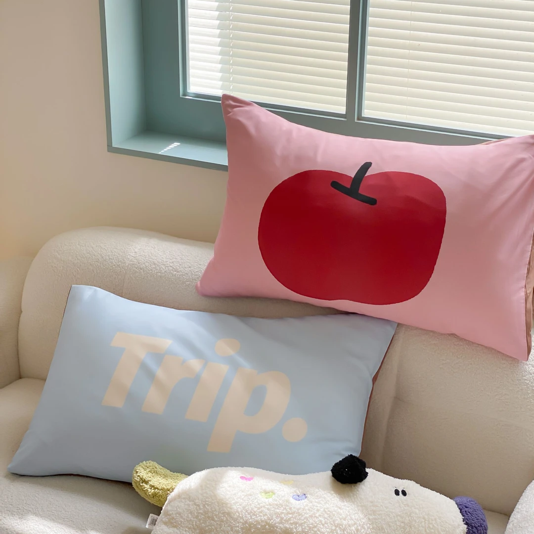 CHICHIMOLA家纺新疆棉40支ins风卡通可爱情侣宿舍信封枕套一对