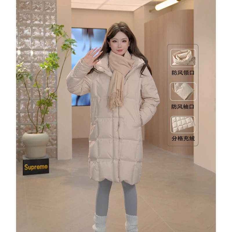 拉夏贝尔长款羽绒服冬季新款时尚百搭显瘦小个子气质韩版女款冬装