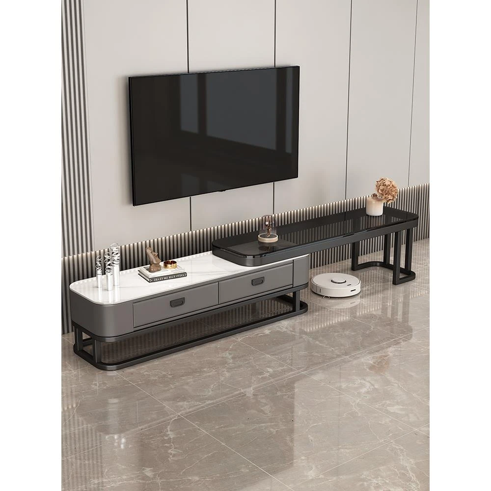 岩板电视柜现代简约客厅家用小户型落地意式新款轻奢玻璃电视柜