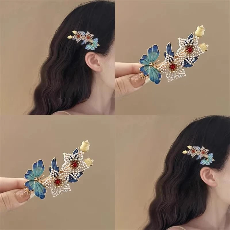 鬓边海棠!新中式古典发夹!气质花朵侧边夹旗袍汉服配饰旅行发卡