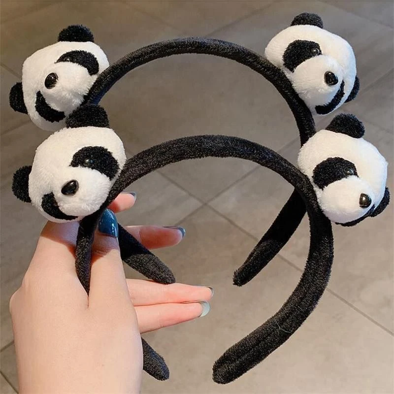 可爱熊猫发箍女网红洗脸发带超萌少女发卡防滑不伤发毛绒头箍发饰