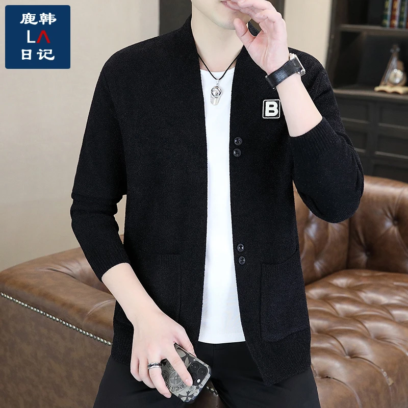 专柜正品2024春秋季新款男士轻奢百搭翻领毛衣开衫针织衫上衣外套