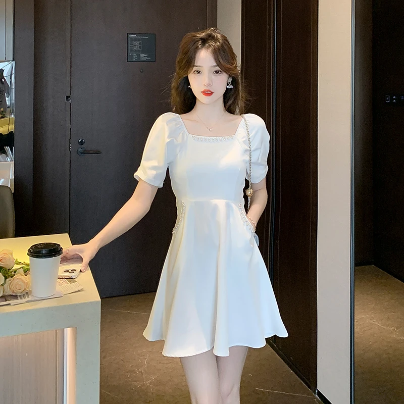 法式减龄高级感连衣裙女夏季150cm155小个子显高修身收腰气质裙子