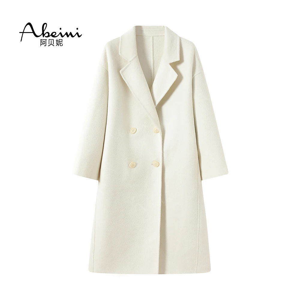 韩剧女明星冬日双面呢大衣W8019