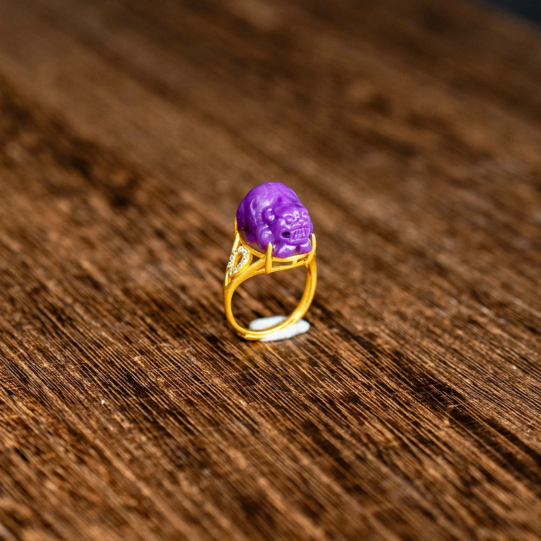 非金属皮质戒指  【静文】紫【多样性发货】貔貅戒指/个ZJH-88