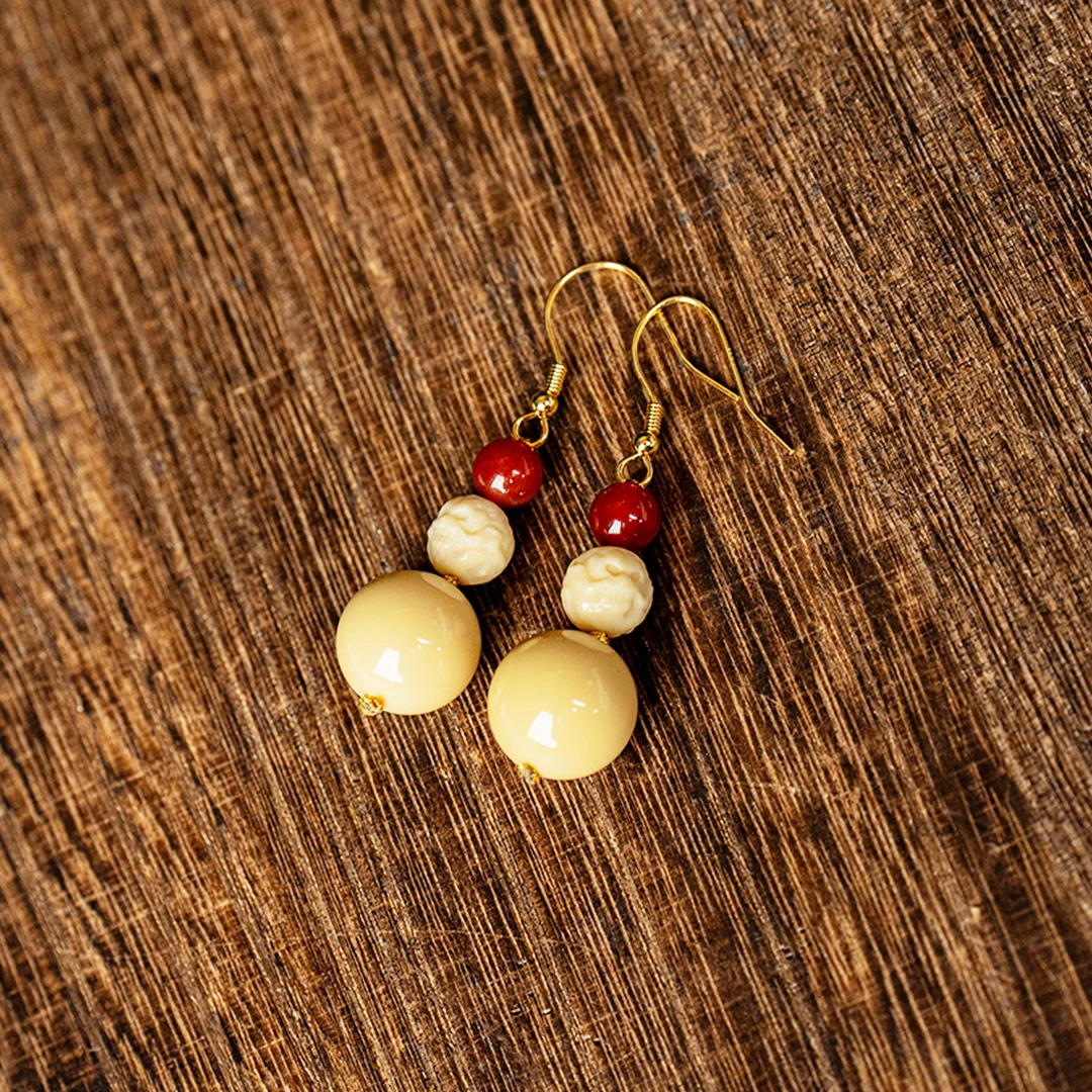 非金属皮质耳饰 【静文】龙玉圆珠DIY耳钩/对ZJH-1201