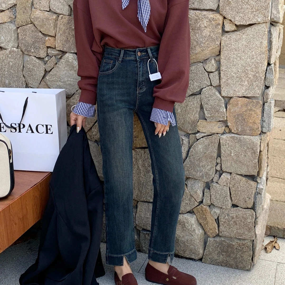 2024秋冬高弹力高腰显瘦小直筒九分烟管裤8963