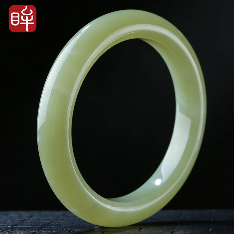 印象眸和田玉手镯 晴水玉镯子浅青玉平安镯【入门级】附证书 NT礼物