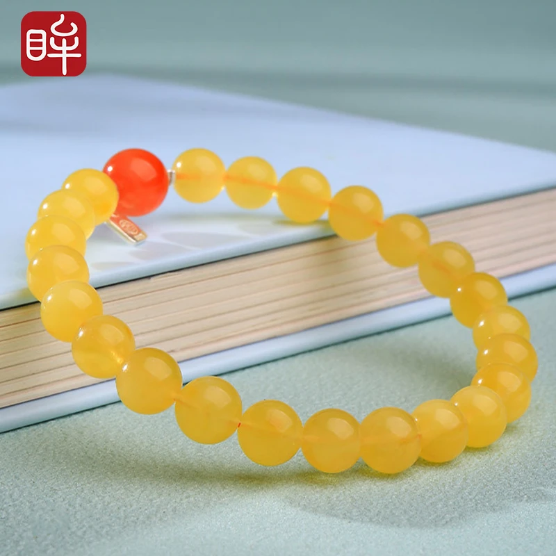 印象眸S925银琥珀蜜蜡圆珠单圈手串 ND