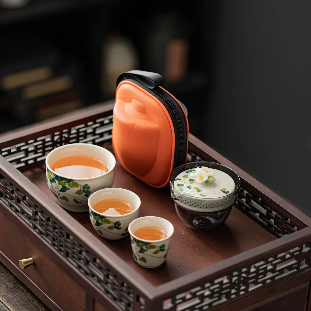 草木灰山茶花旅行茶具外出便携式功夫茶具