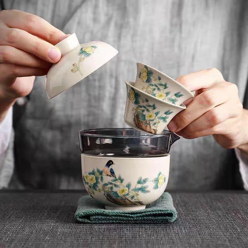 草木灰喜上眉梢旅行茶具快客杯