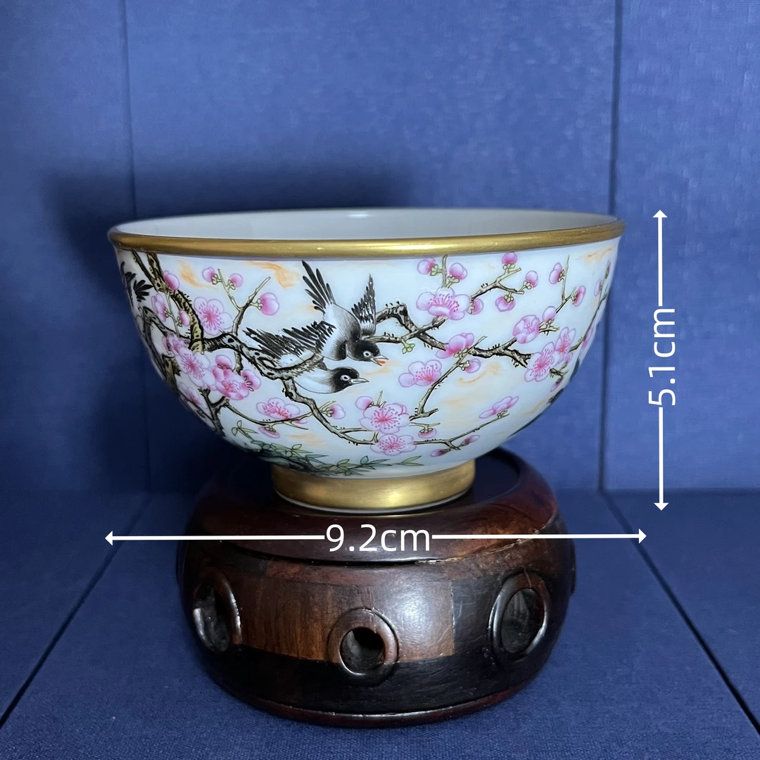 玉明堂精品—省级邹老师作品《粉彩花鸟喜上眉梢主人杯》