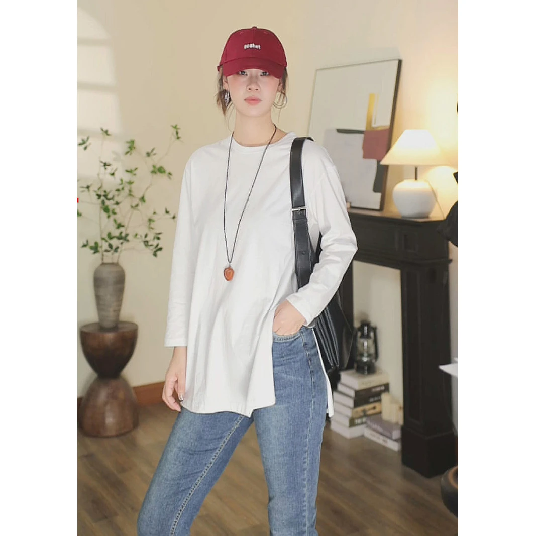 【拉法LARFille】「INS风」高个子定制加长开叉大白T恤