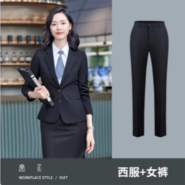 双扣西服套装上班工作服修身西装职场商务面试气质女装168#大学生