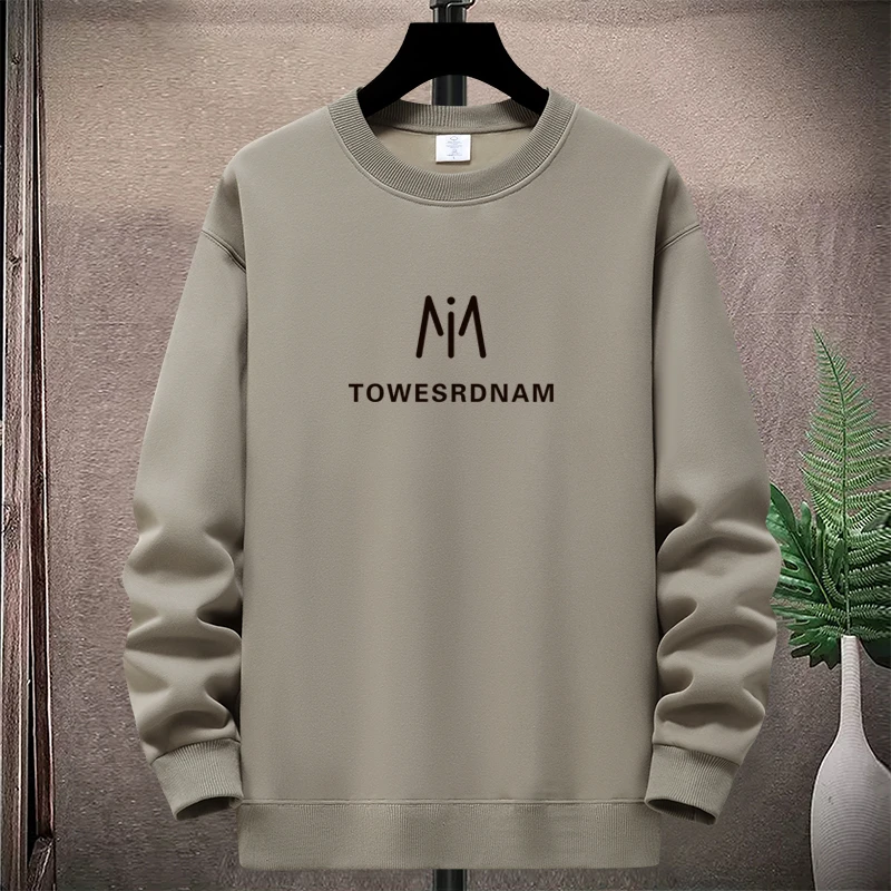 男秋冬季情侣青年男装上衣圆领套头内搭加绒加厚宽松外套打底衫潮