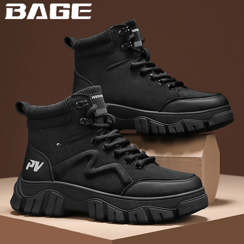 八哥秋季2024英伦复古真皮高帮百搭皮靴厚底增高运动高帮马丁靴