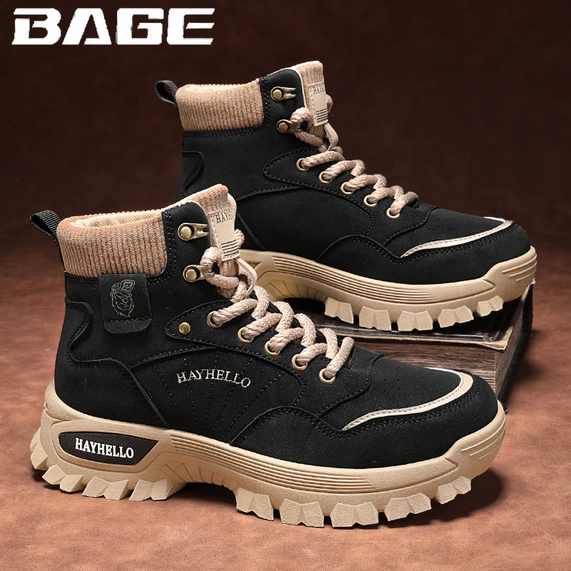 八哥2024新款秋季高帮时尚百搭英伦风透气百搭男士大黄靴工装男鞋