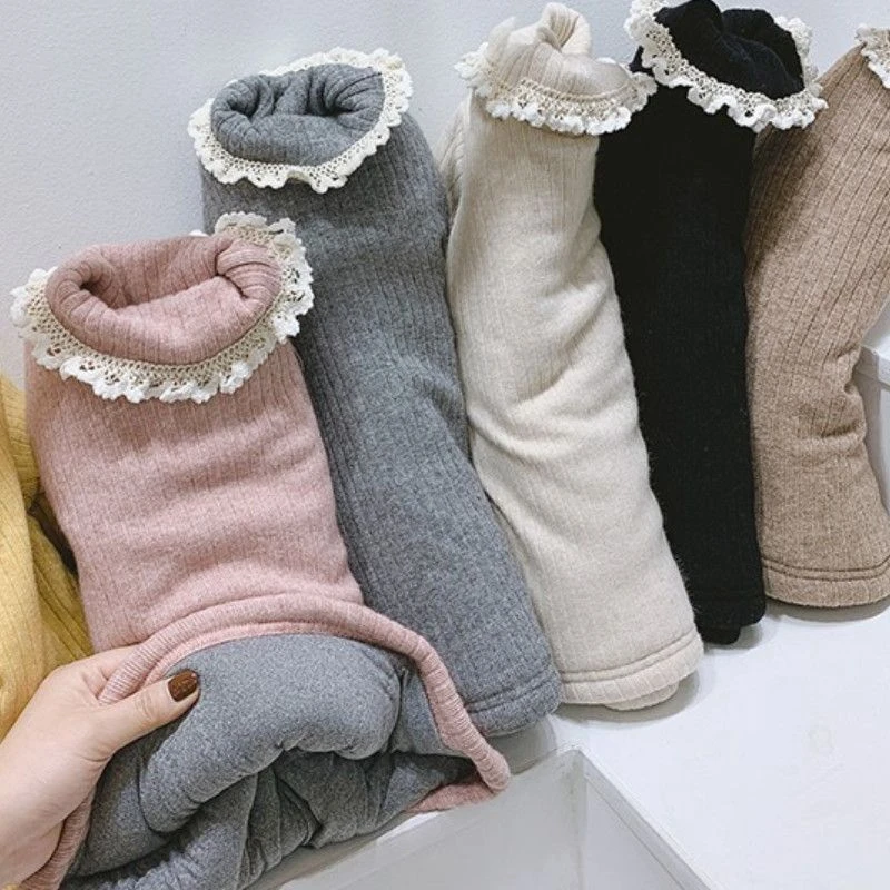 女童冬装新款夹棉加厚高领打底衫儿童百搭一件过冬上衣宝宝潮