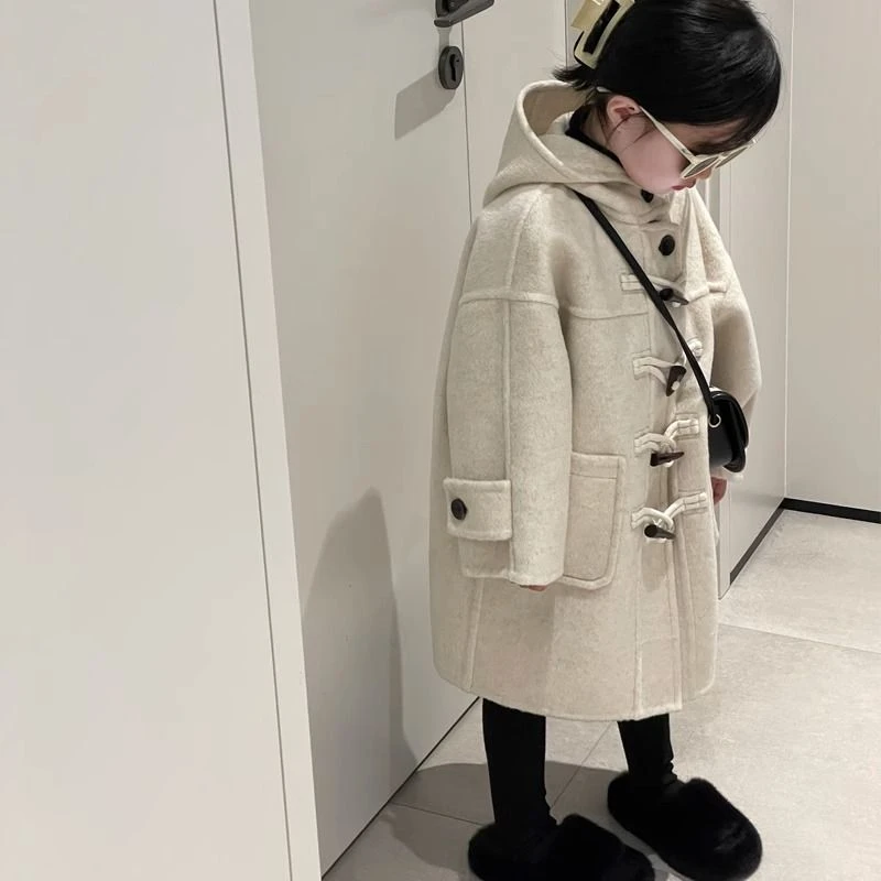 儿童毛呢大衣冬款款中长款呢子外套中大童网红洋气韩版呢大衣女童