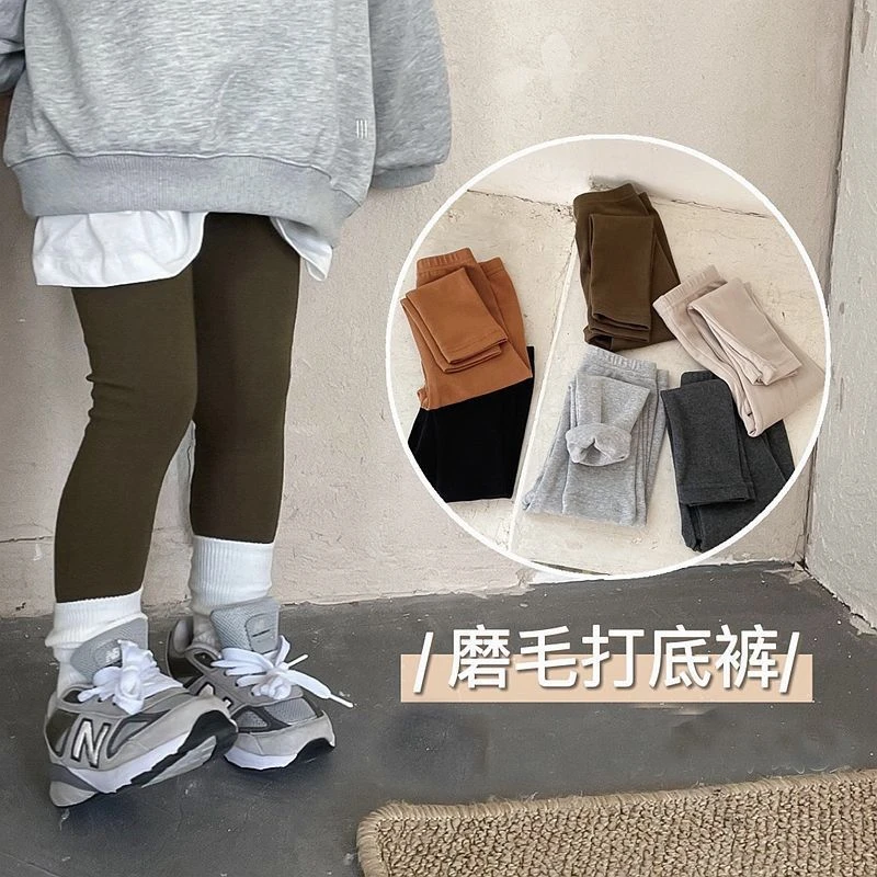 儿童2025春秋季新款加厚拉架棉弹力打底裤女童磨毛紧身裤加绒保暖