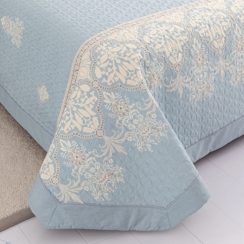 轻奢欧式全棉双面夹棉床盖单件纯棉四季通用高档榻榻米床单三件套