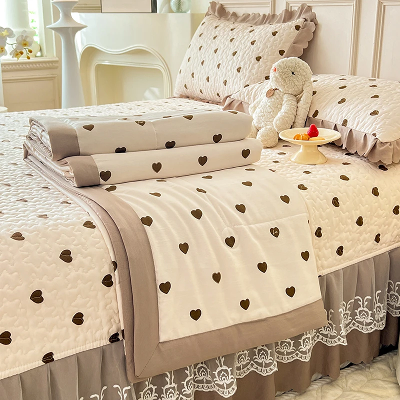 漫布云2024A类水洗棉麻床盖款夏被四件套泡泡纱泡泡棉夏被床盖款