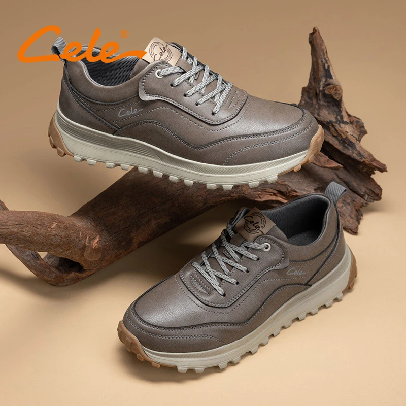 【Cele策乐】休闲鞋男潮百搭运动皮鞋2024春季新款厚底软底跑步鞋