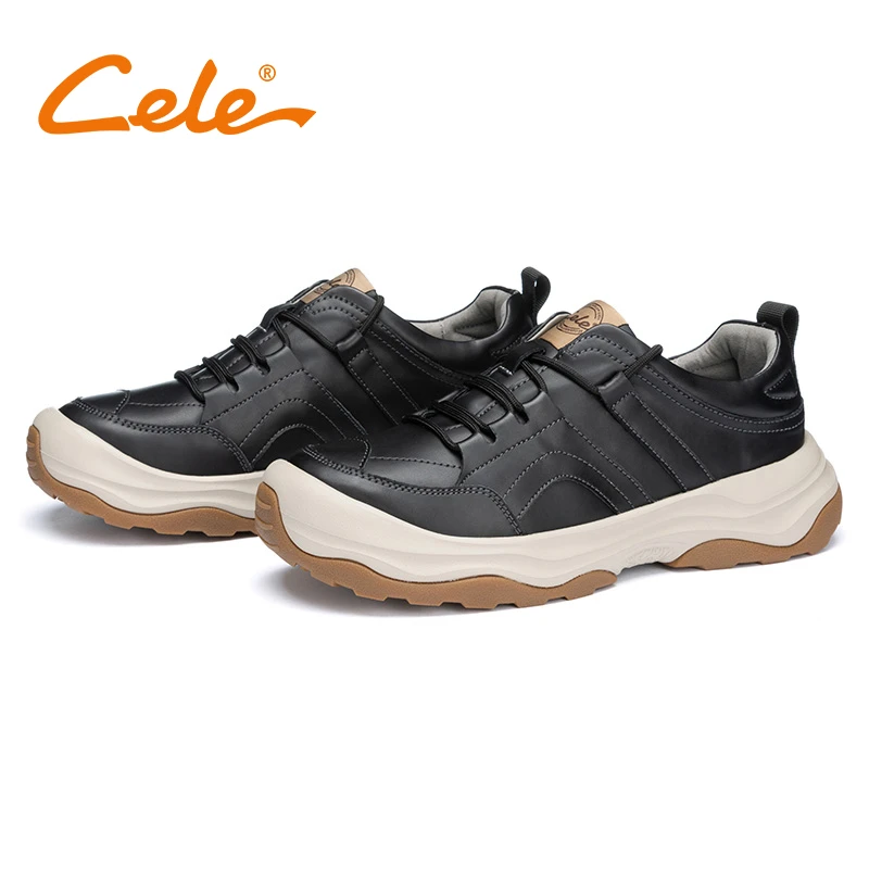 Cele策乐休闲鞋男真皮厚底防撞大头皮鞋户外工装男鞋2024秋冬新款
