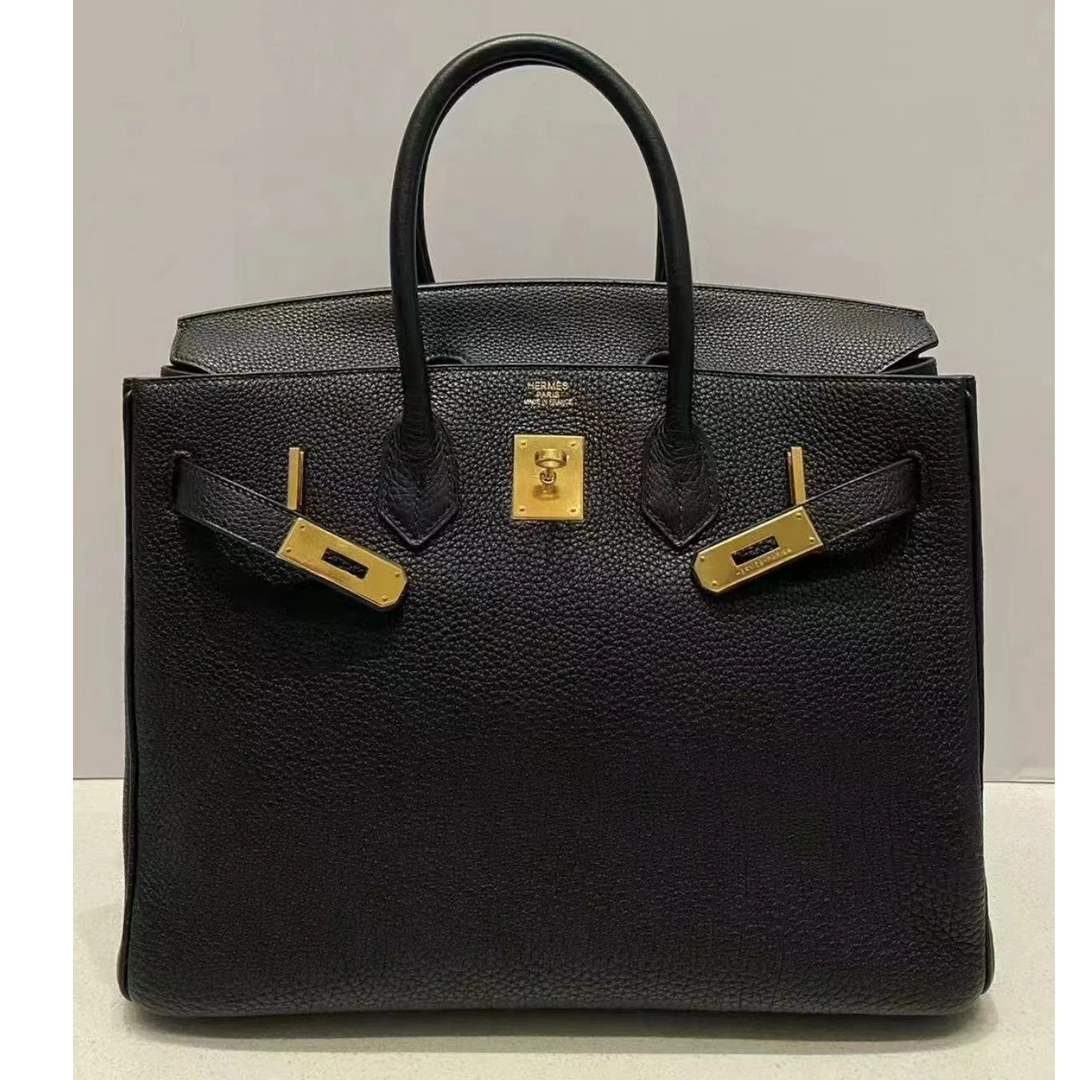 99新 Hermes/爱马仕 蓝总福利/birkin 35黑金 T刻 无钥匙锁