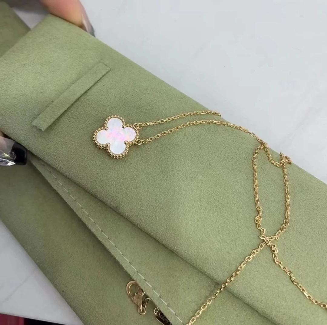 99新 梵克雅宝 蔚蓝/中号 白贝母 项链