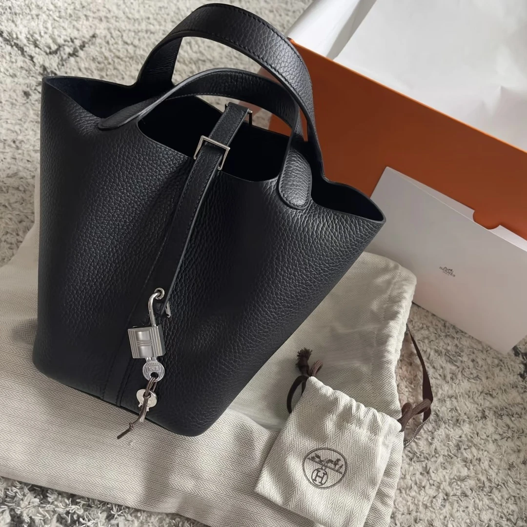 99新 Hermes/爱马仕 蓝总专场/黑银扣 菜篮子18 Z刻