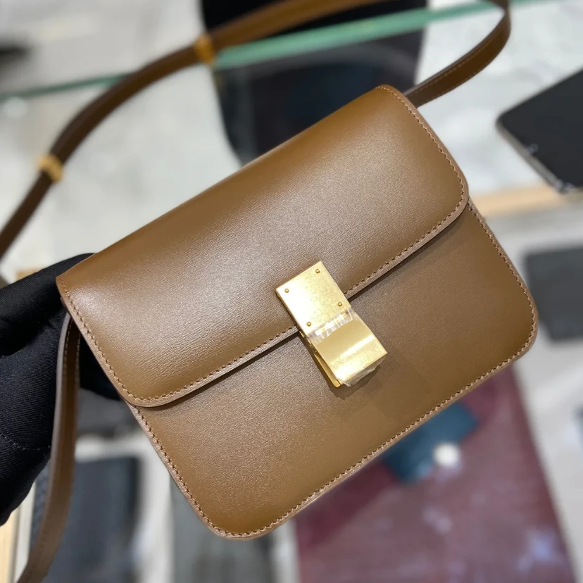 99新 Celine/思琳 蔚蓝/棕色 mini box 豆腐包
