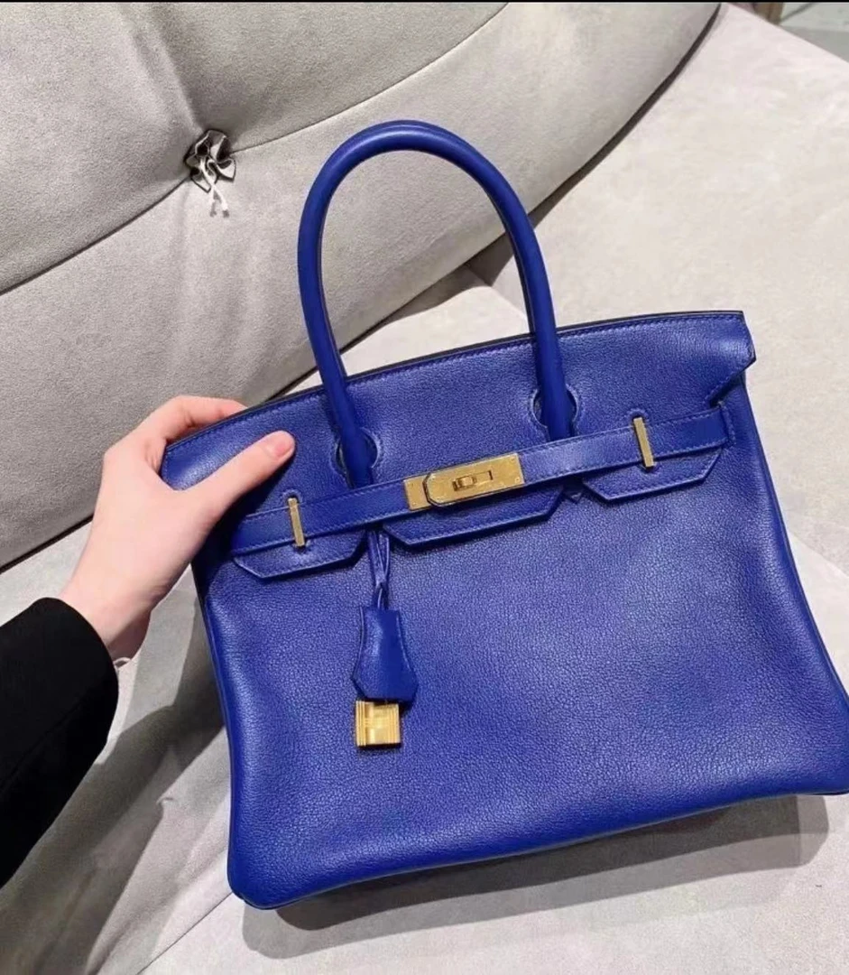 99新 Hermes/爱马仕 蔚蓝专场/电光蓝 birkin 30手提包/98新